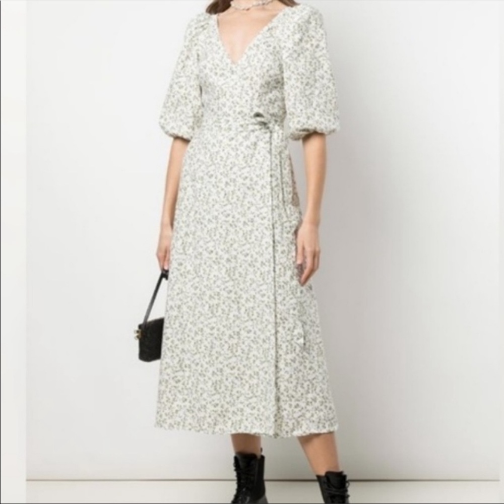 Reformation Mint Floral print Midi Wrap
Dress NWT